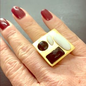 Black/ White /Gold chunky ring